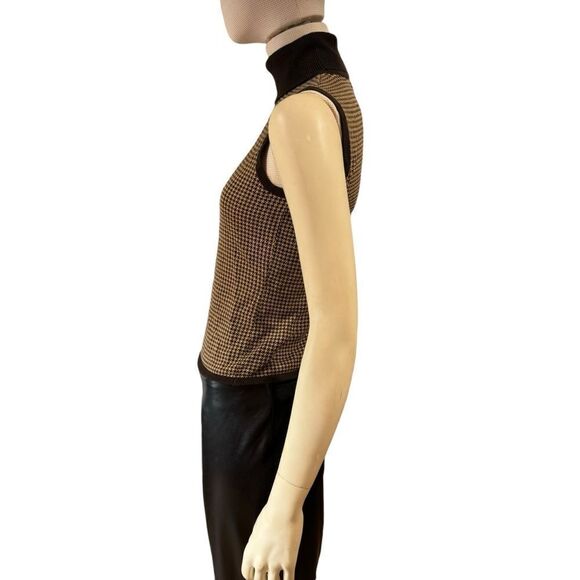 Petite Sophisticate Vintage Chocolate Brown Sleeveless Turtleneck Sweater Tank - Picture 8 of 10